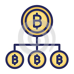 Bitcoin network, blockchain, bitcoin network structure, electronic bitcoin fully editable vector icons