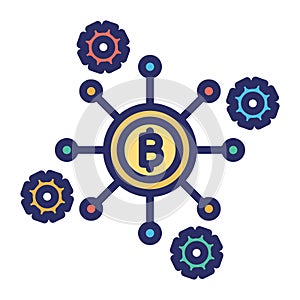 Bitcoin network, bitcoin node, blockchain, bitcoin core,  fully editable vector icons