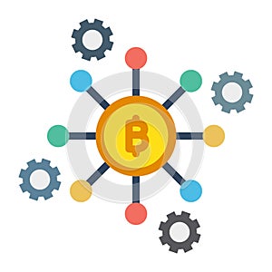 Bitcoin network, bitcoin node, blockchain, bitcoin core,  fully editable vector icons