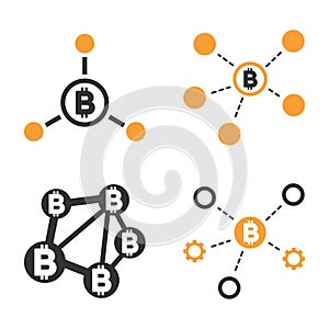Bitcoin Network Vector Icon Set
