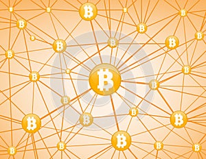 Bitcoin network yellow background