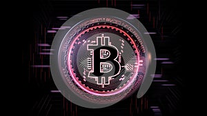 Bitcoin Online Trading Chart Background Pink Black. Generative AI photo