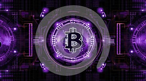 Bitcoin Online Trading Chart Background Purple Black. Generative AI photo