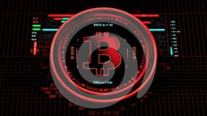 Bitcoin Online Trading Chart Background Red Black. Generative AI photo