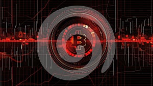 Bitcoin Online Trading Chart Background Red Black. Generative AI photo