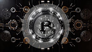 Bitcoin Online Trading Chart Background Silver Black. Generative AI photo