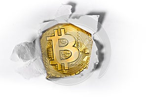 Bitcoin with paper photo