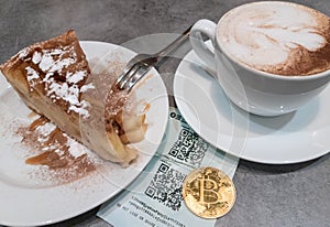 Bitcoin payment in cafe.