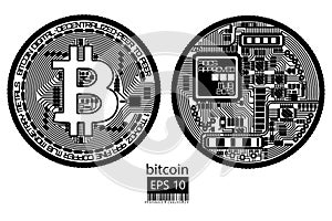 Bitcoin. Physical bit coin. Vector illustration. photo