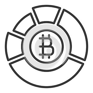 Bitcoin pie chart vector Crypto Trading Stats thin line icon or design element