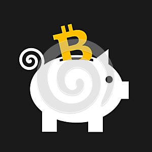Bitcoin and piggy bank and money box.