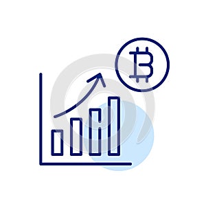 Bitcoin price chart. Line graph chart with growing trend. Pixel perfect, editable stroke icon