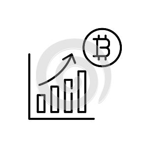 Bitcoin price chart. Line graph chart with growing trend. Pixel perfect vector icon