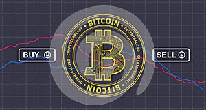 Bitcoin price drops down infographics - bitcoin cryptocurrency background