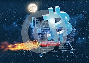 Bitcoin price going to the moon concept
