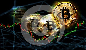 bitcoin price market trading, abstract financial technology blockchain