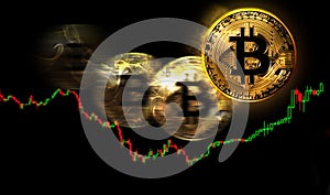 Bitcoin price volatility, conceptual trading illustration