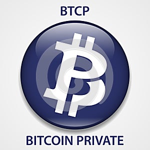 Bitcoin Private Coin cryptocurrency blockchain icon. Virtual electronic, internet money or cryptocoin symbol, logo