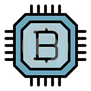Bitcoin processor icon color outline vector