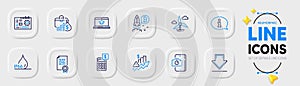 Bitcoin project, Phone photo and Waterproof line icons for web app. Pictogram icon. Vector photo