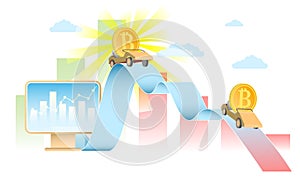 Bitcoin rate concept vector realistic illustration