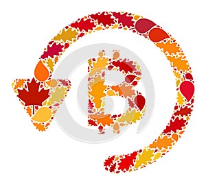 Bitcoin Refund Autumn Composition Icon with Fall Leaves