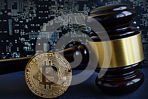 Bitcoin regulation concept. Cryptocurrency and law.