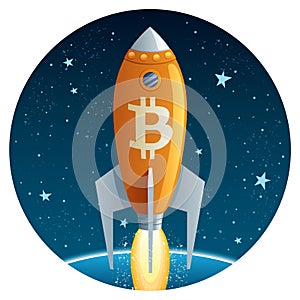 Bitcoin Rocket in Space