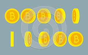 Bitcoin rotating gif animation sprite sheet on photo