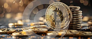 Bitcoin\'s Symphony: A Minimalist Ode to Digital Currency. Concept Cryptocurrency, Bitcoin, Digital photo