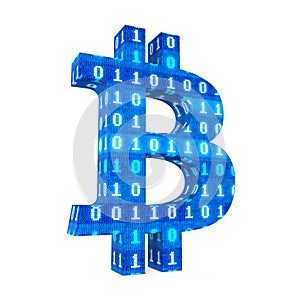 Bitcoin Sign with Binary Code Isolated