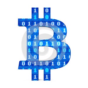 Bitcoin Sign with Binary Code Isolated