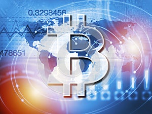 Bitcoin sign digital currency, futuristic digital money, blockchain technology concept