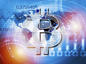 Bitcoin sign digital currency, futuristic digital money, blockchain technology concept