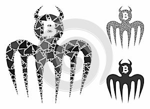 Bitcoin spectre devil Mosaic Icon of Unequal Parts