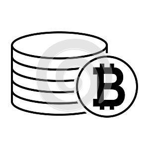 Bitcoin stack coin, flat icon money design, cash sign vector illustration