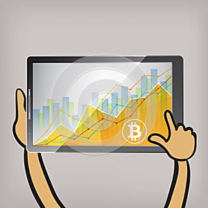 Bitcoin statistics chart showing different growing graphs on the