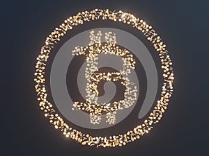 Bitcoin surrounded by Golden coins cryptocurrency, monero 3D illustration rendering, isolated on white backgroun