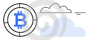 Bitcoin Symbol and Cloud Computing Concept for Cryptocurrency and Digital Finance