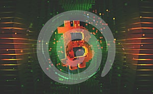 Bitcoin symbol. Concept of cryptocurrency mining