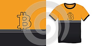 Bitcoin symbol, crypto currency design for t-shirt, for print, flat design