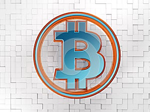 Bitcoin symbol with cubes background