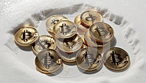 Bitcoin Symbol on Digital Screen photo