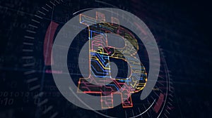 Bitcoin symbol futuristic sketch