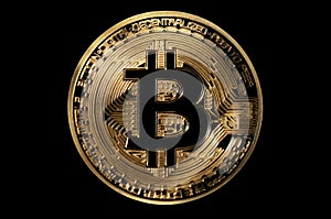 bitcoin symbol golden digital coin isolated on black