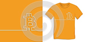 Bitcoin symbol,  icon cryptocurrency design for t-shirt, for print, only two colors, flat design