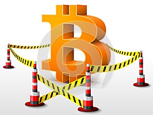 Bitcoin symbol located in restricted area photo