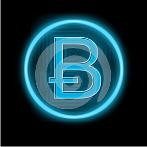 Bitcoin symbol neon on black