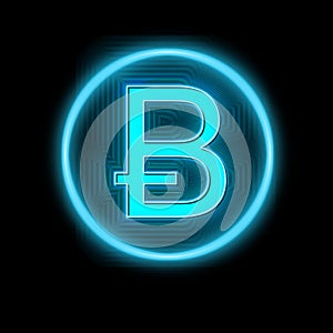 Bitcoin symbol neon on black