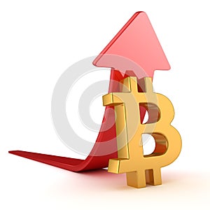 Bitcoin Symbol and Red Arrow